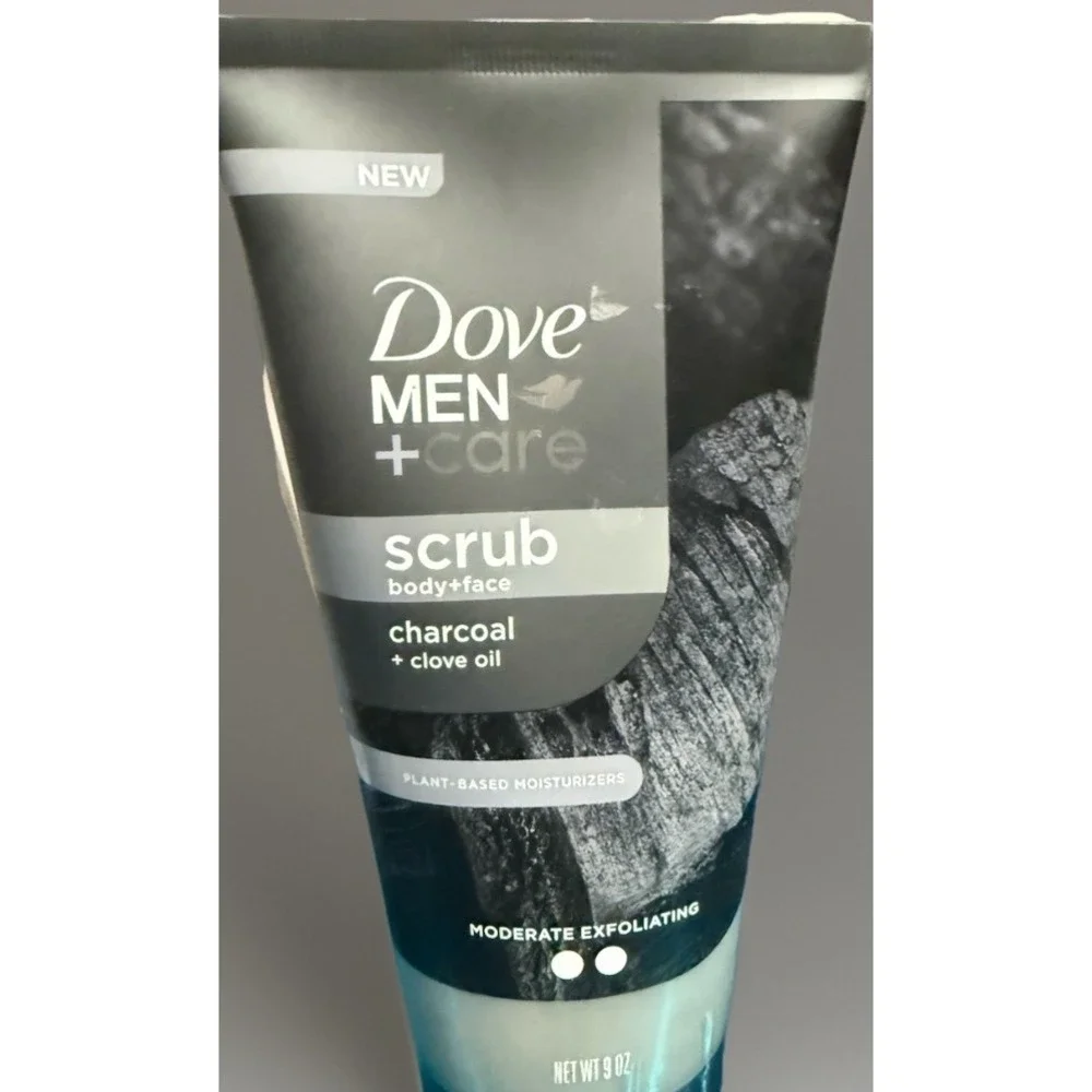 DOVE MEN + CARE Body and Face Scrub Charcoal & 9 Ounce (Pack of 1), Grey